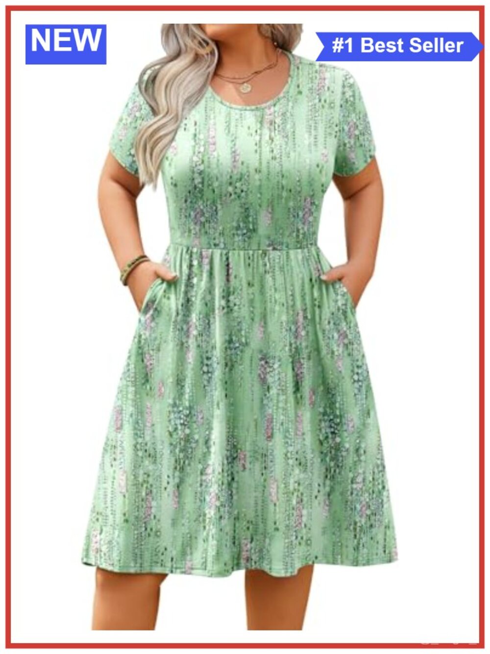 Plus Size Summer Dress Short Sleeve Casual Mini A-Line Midi